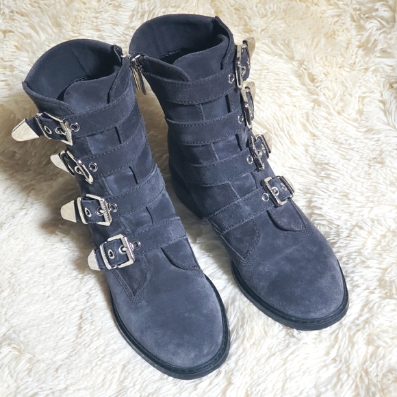 Marc Fisher gray moto leather boots - Picture 2 of 11
